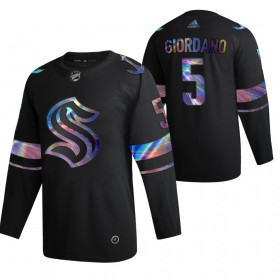 Seattle Kraken tröja Mark Giordano 5 2021-22 Iriserande holografisk Svart Authentic - NHL Tröjor Herr